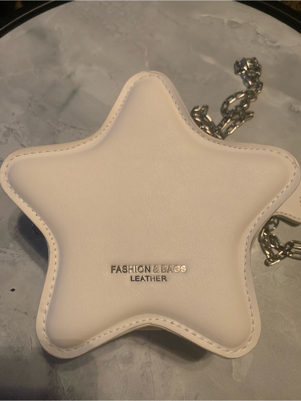 Star-Shaped Leather Crossbody Bag in White